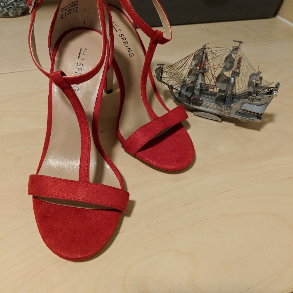 Call It Spring Red T-Strap Heel